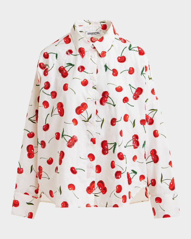 Herfst Embellished Cherry Button-Front Shirt